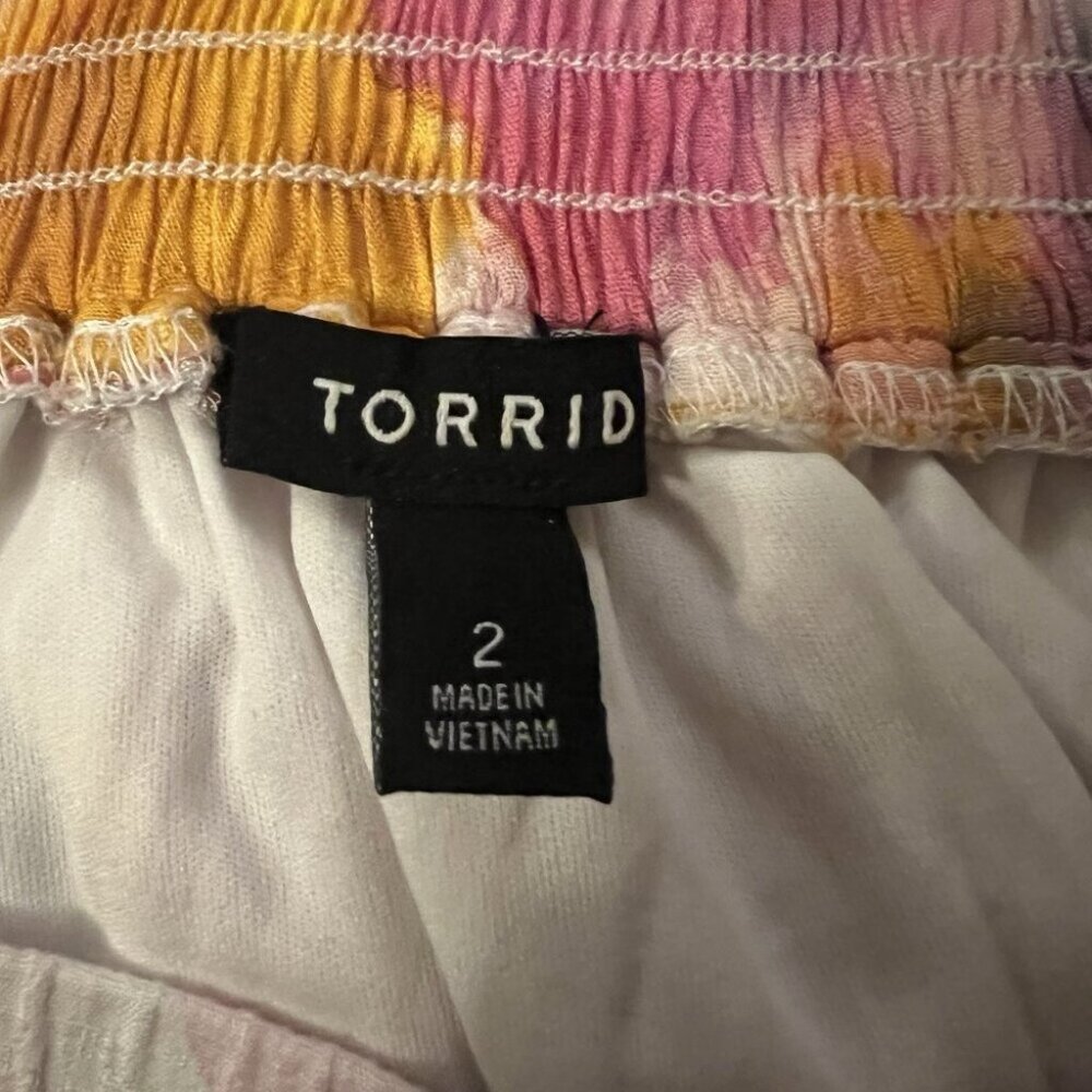 Torrid Watercolor Tie-Dye Lined Skirt Women's Size 2X Pockets High Low - Picture 5 of 9
